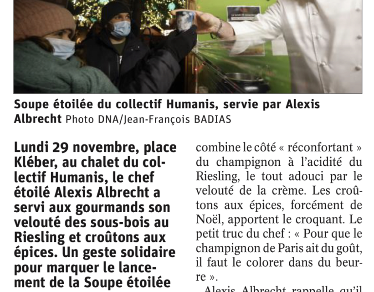 DNA – Le chef Alexis ALbrecht sert sa soupe étoilée